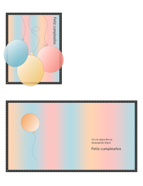 Tarjeta de felicitación de cumpleaños (con globos y rayas, se pliega en cuatro partes) Tarjeta de felicitación de cumpleaños (con globos y rayas, se pliega en cuatro partes)