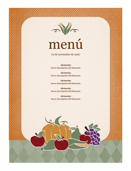 Menú (diseño de cosecha) Menú (diseño de cosecha)