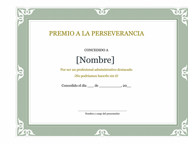 Certificado De Reconocimiento Del Profesional Administrativo 0421