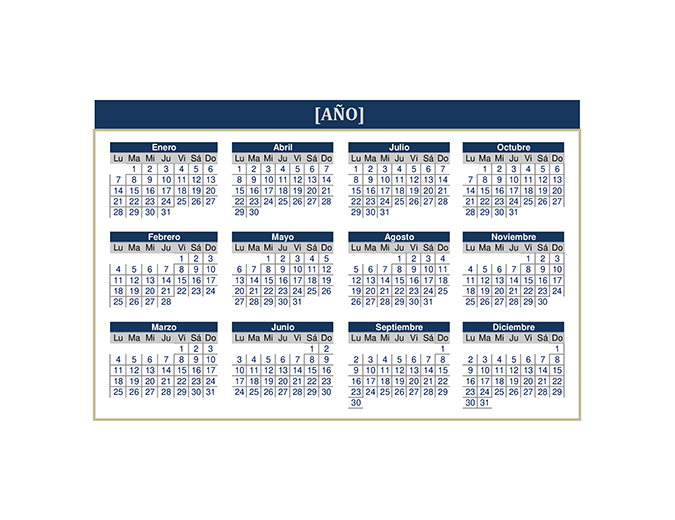 Calendario (cualquier año) Calendario (cualquier año)
