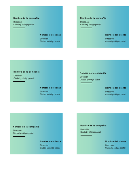 Etiquetas de envío (diseño con degradado verde, 6 por página, compatibles con Avery 5164) Etiquetas de envío (diseño con degradado verde, 6 por página, compatibles con Avery 5164)