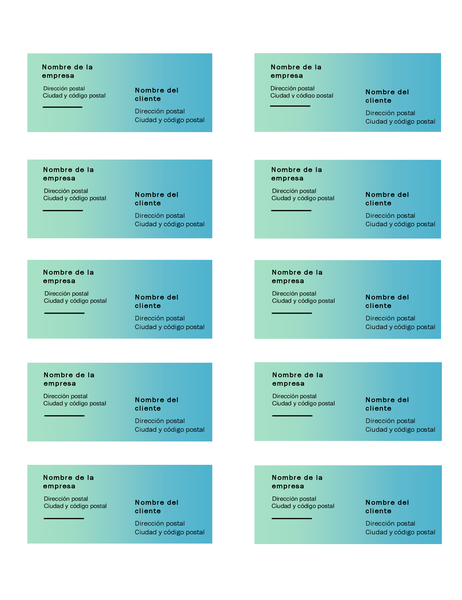 Etiquetas de envío (diseño con degradado verde, 10 por página, funciona con Avery 5163) Etiquetas de envío (diseño con degradado verde, 10 por página, funciona con Avery 5163)