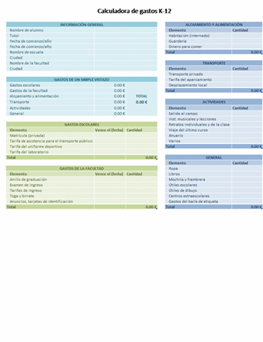 Calculadora de gastos escolares para educación preescolar, primaria y secundaria Calculadora de gastos escolares para educación preescolar, primaria y secundaria