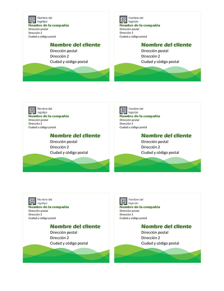 Etiquetas de envío (diseño Onda verde, 6 por página) Etiquetas de envío (diseño Onda verde, 6 por página)