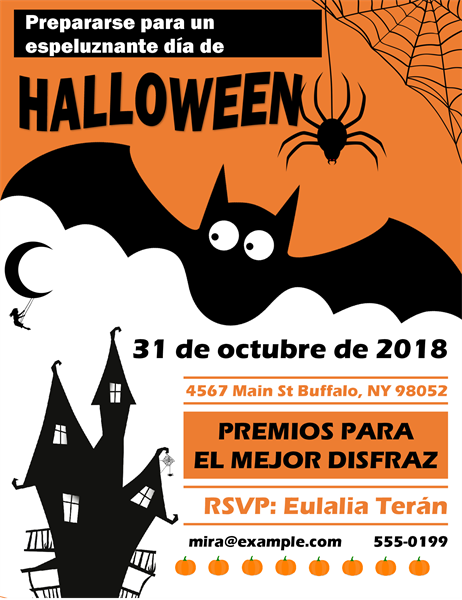 Folleto de fiesta de Halloween con murciélago horripilante Folleto de fiesta de Halloween con murciélago horripilante