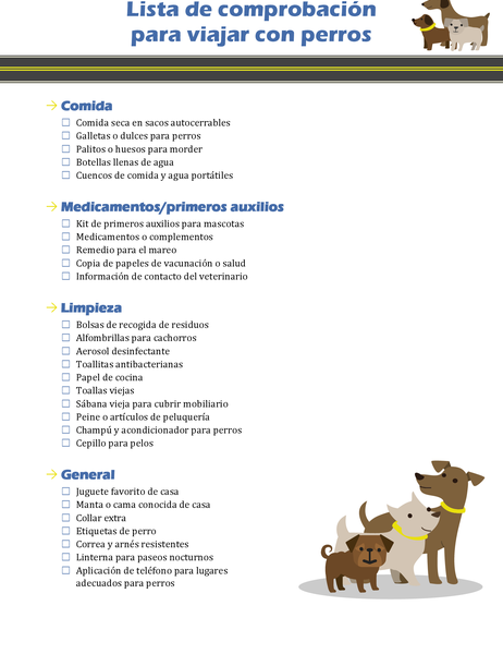 Lista de comprobación para viajar con perros Lista de comprobación para viajar con perros