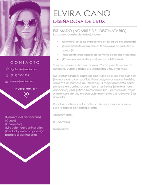Carta de presentación de ejemplo en respuesta a un anuncio de un puesto