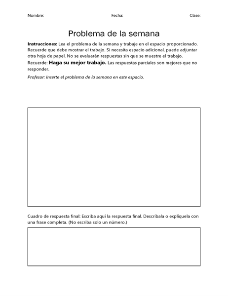Problem of the week Problem of the week