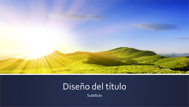 Presentación de naturaleza con bandas azules y fotografía de amanecer en la montaña (panorámica) Presentación de naturaleza con bandas azules y fotografía de amanecer en la montaña (panorámica)