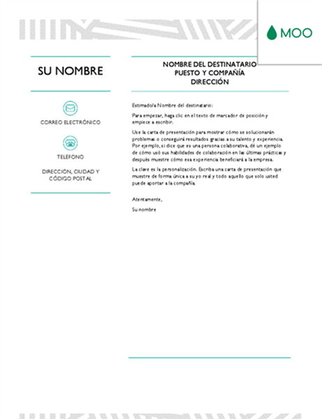Carta de presentación creativa diseñada por MOO Carta de presentación creativa diseñada por MOO