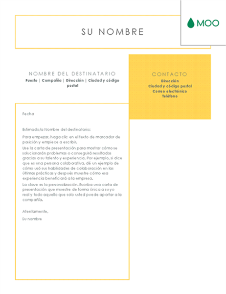Carta de presentación impoluta diseñada por MOO Carta de presentación impoluta diseñada por MOO