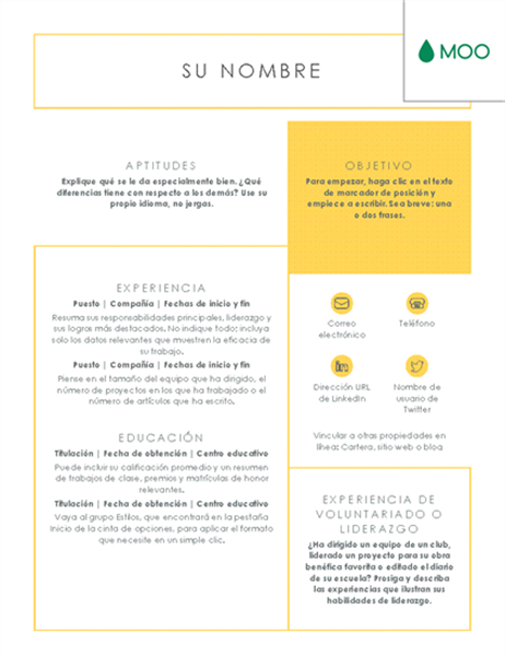Currículum vítae impoluto diseñado por MOO Currículum vítae impoluto diseñado por MOO