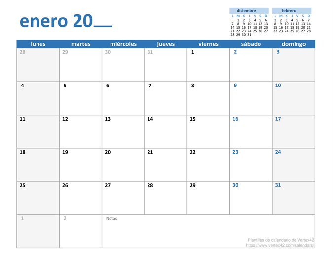 Calendario mensual de cualquier año Calendario mensual de cualquier año