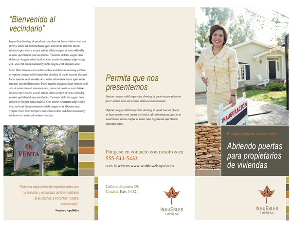 Folleto empresarial de inmobiliaria (tríptico) Folleto empresarial de inmobiliaria (tríptico)