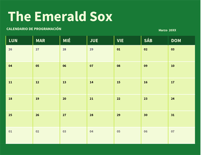 Lista, programación y calendario del equipo Lista, programación y calendario del equipo