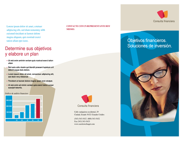 Folleto de empresa financiera (triple pliegue). Folleto de empresa financiera (triple pliegue).