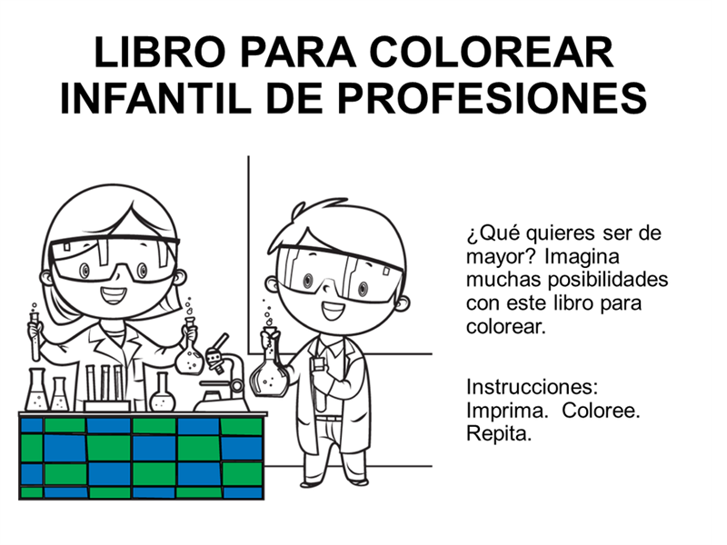 Libro para colorear infantil de profesiones Libro para colorear infantil de profesiones
