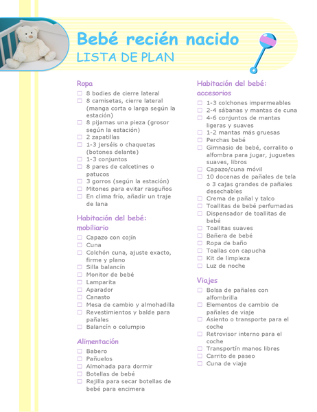 Lista de comprobación de recién nacido Lista de comprobación de recién nacido