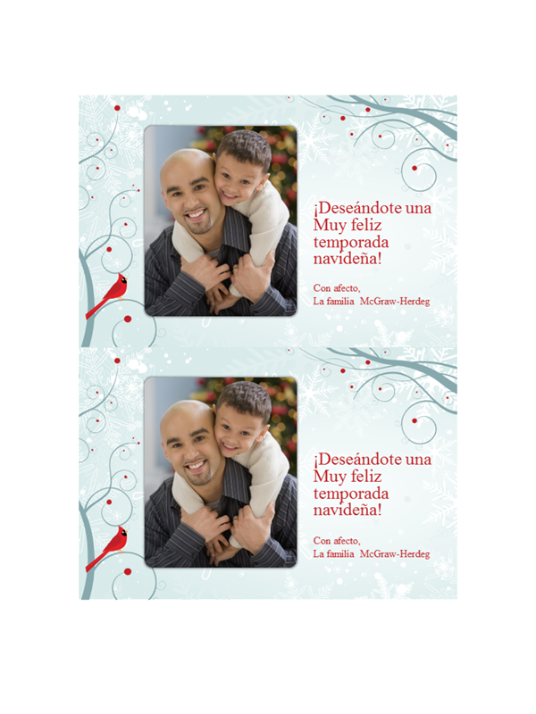Tarjetas fotográficas navideñas de copos de nieve (dos por página) Tarjetas fotográficas navideñas de copos de nieve (dos por página)