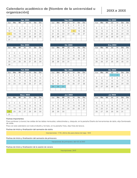 Calendario académico anual Calendario académico anual