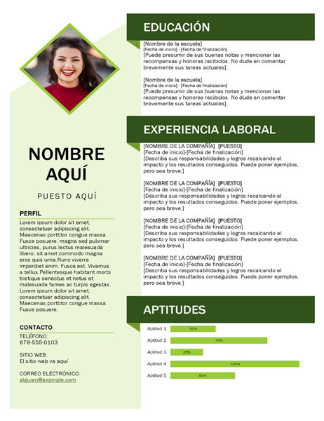 Curriculum Vitae Con Cubo Verde