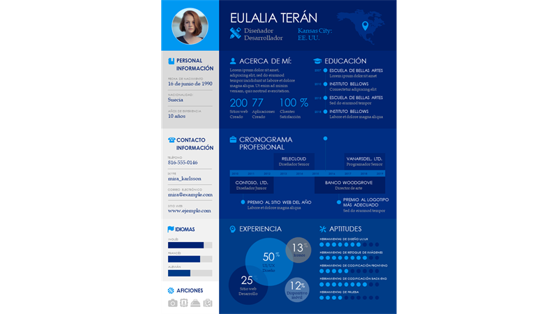 Currículum infográfico en forma de escala de tiempo Currículum infográfico en forma de escala de tiempo