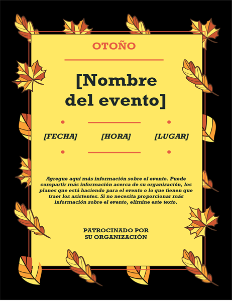 Folleto de evento con hojas de otoño Folleto de evento con hojas de otoño