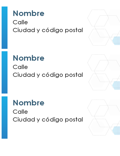 Etiquetas hexagonales (30 por página) Etiquetas hexagonales (30 por página)