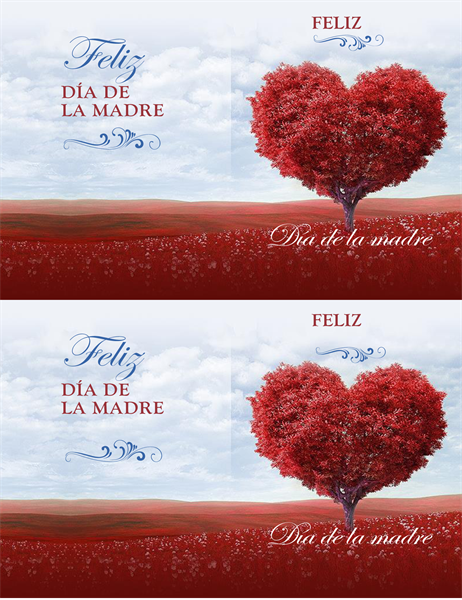 Tarjeta del día de la madre del árbol de corazones Tarjeta del día de la madre del árbol de corazones