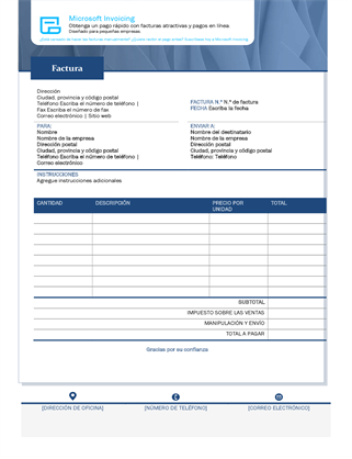 Factura estándar con Microsoft Invoicing Factura estándar con Microsoft Invoicing