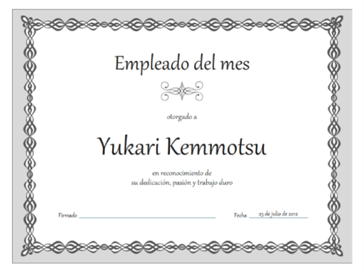 Certificado de empleado del mes (diseño de cadena gris) Certificado de empleado del mes (diseño de cadena gris)
