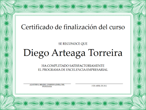 Certificado de finalización del curso (verde) - Plantillas ... Certificado de finalización del curso (verde) - Plantillas ...