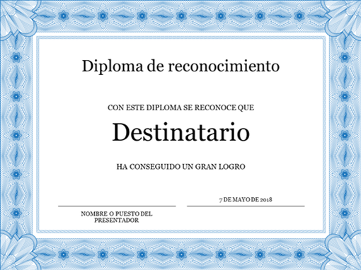 Certificado de mención especial (azul)