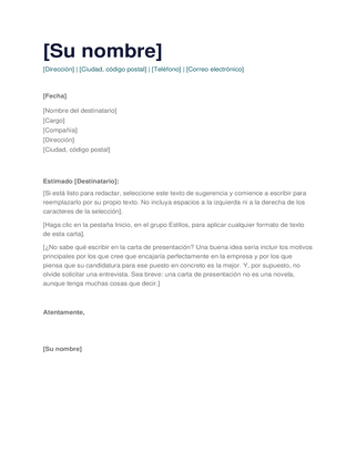 Carta de presentación simple Carta de presentación simple