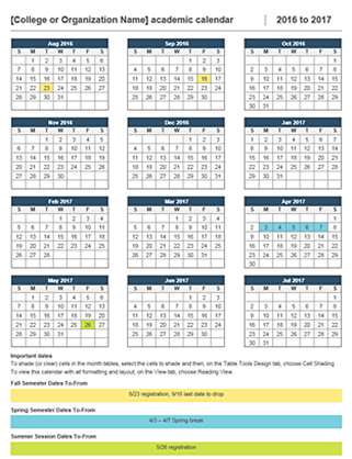 Calendario académico 2016-2017 Calendario académico 2016-2017