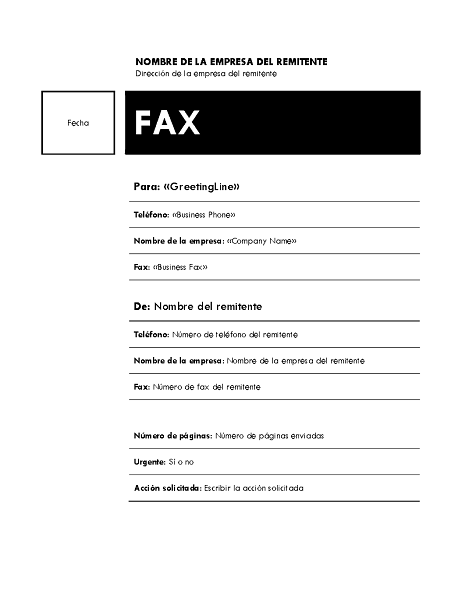 Fax de combinación de correspondencia (tema Mediana) Fax de combinación de correspondencia (tema Mediana)
