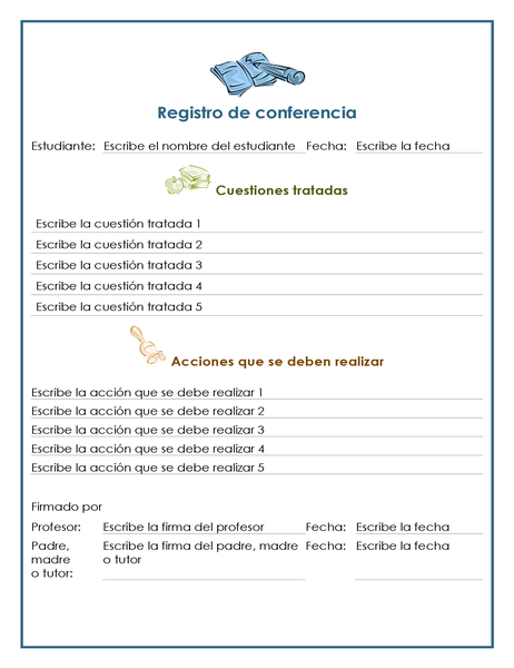 Registro de conferencia de padres y docentes Registro de conferencia de padres y docentes