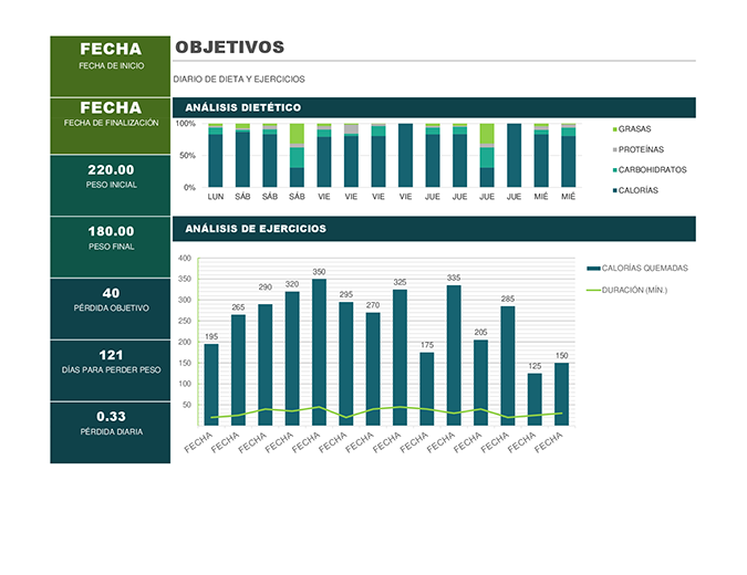 Diario de dieta y ejercicios Diario de dieta y ejercicios