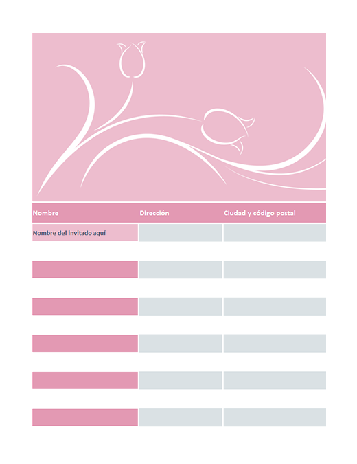 Lista de invitados de boda (diseño de tulipanes) Lista de invitados de boda (diseño de tulipanes)