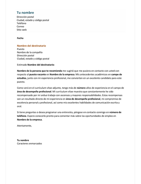 Carta de presentación para currículum vítae funcional Carta de presentación para currículum vítae funcional