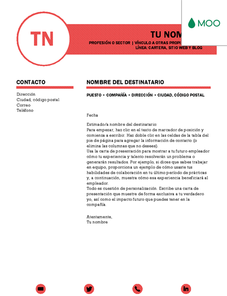 Carta de presentación impecable diseñada por MOO Carta de presentación impecable diseñada por MOO