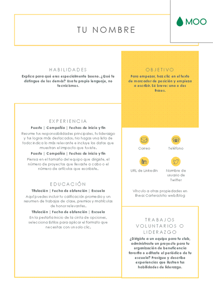 Currículum vítae nítido y limpio diseñado por MOO Currículum vítae nítido y limpio diseñado por MOO