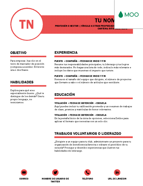 Currículum vítae impecable diseñado por MOO Currículum vítae impecable diseñado por MOO
