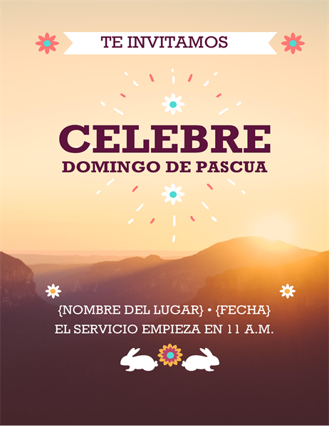 Folleto de Pascua con imagen de un amanecer Folleto de Pascua con imagen de un amanecer