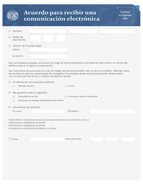 Acuerdo para recibir una comunicación electrónica de pequeña empresa Acuerdo para recibir una comunicación electrónica de pequeña empresa