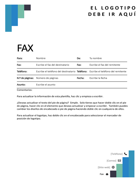Portada de fax con pasos azules Portada de fax con pasos azules