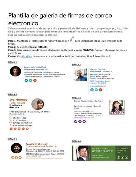 Galería de firmas de correo electrónico Galería de firmas de correo electrónico