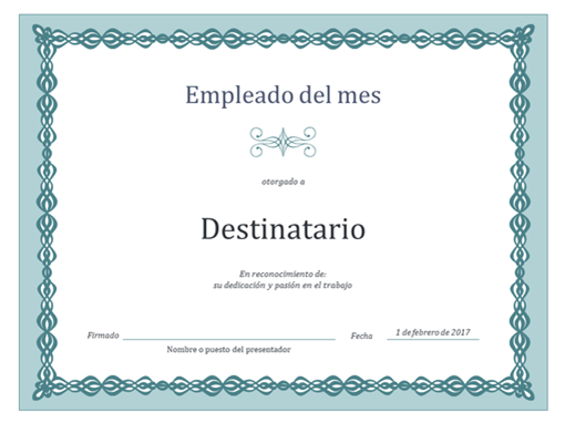 Certificado de empleado del mes (diseño de cadena azul) Certificado de empleado del mes (diseño de cadena azul)
