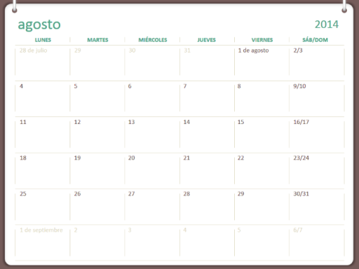 Calendario académico 2014-2015 (agosto-julio) Calendario académico 2014-2015 (agosto-julio)