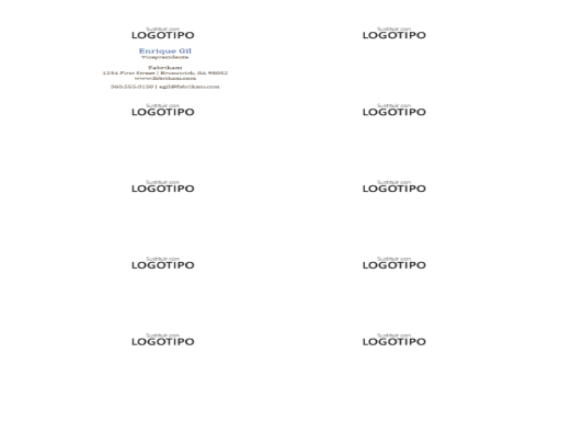 Tarjetas de presentación, diseño horizontal con logotipo (10 por página)